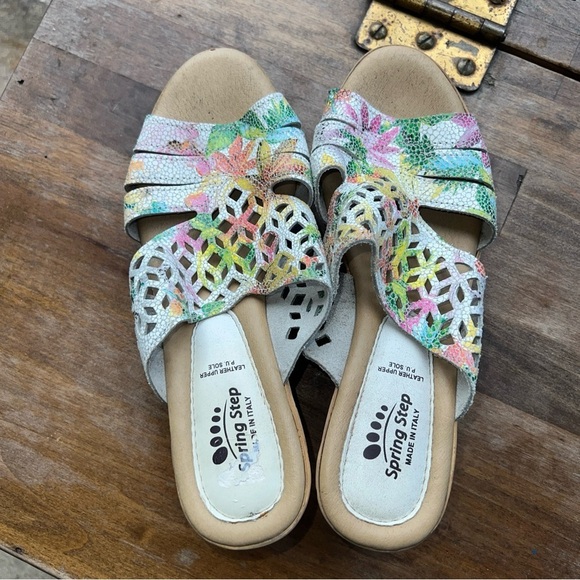 Spring Step Viniko Floral Cutout Wedge Slides Womens Sz 7M - Picture 10 of 11